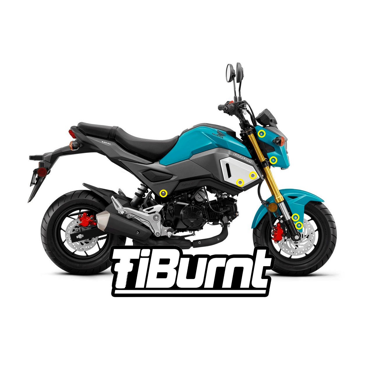 Honda Grom Titanium Fairing Hardware TiBurnt